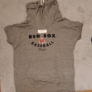 Gray Red Sox Women's Short Sleeve Hoodie